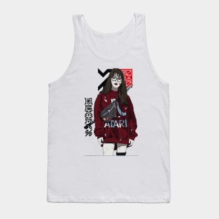 Cool Japanese Girl Kanji Patter Ornaments Tank Top